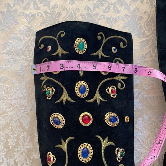 Zalo beaded & embroidered black suede tall boots - Picture 13 of 13